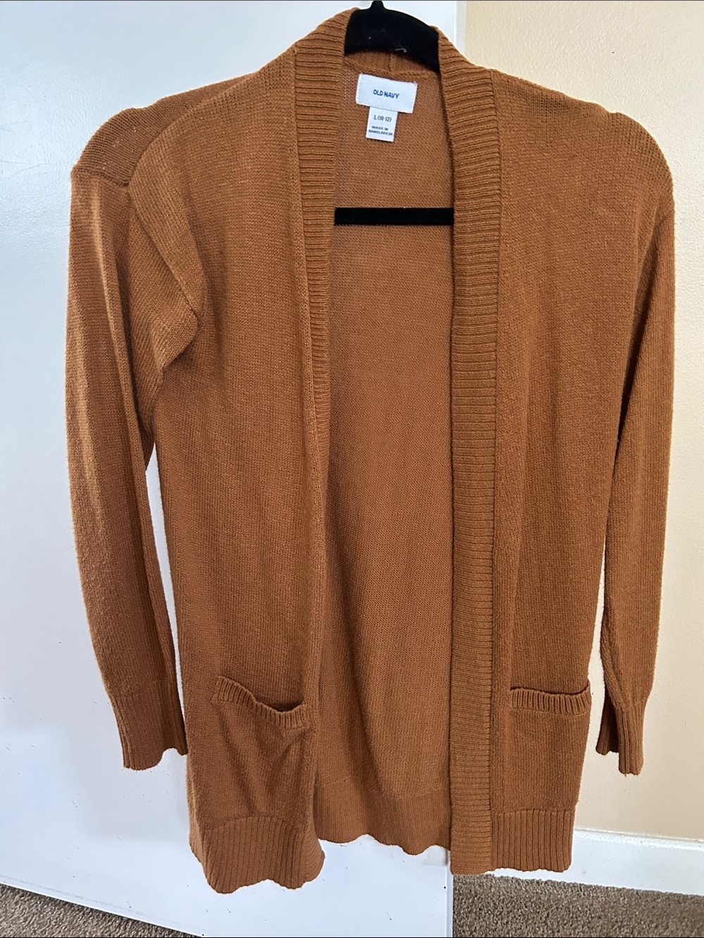 Old Navy Girls Open Front Cardigan in Warm Camel Brown